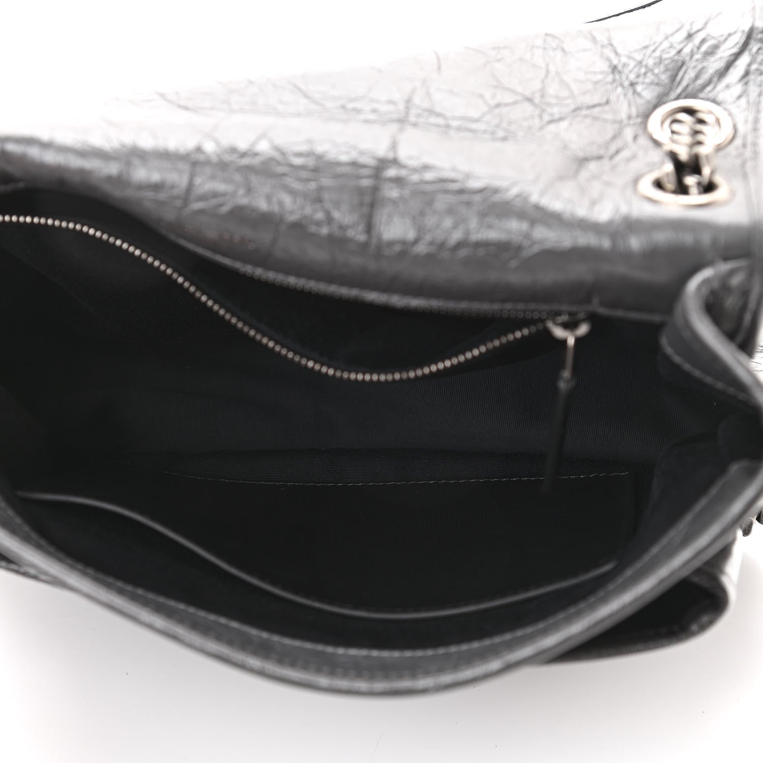 Saint Laurent Crinkled Calfskin Matelasse Monogram Medium Niki Chain Satchel Storm 5 of 11