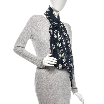 Alexander McQueen Silk Chiffon Skull Scarf Black Ivory 2 of 5