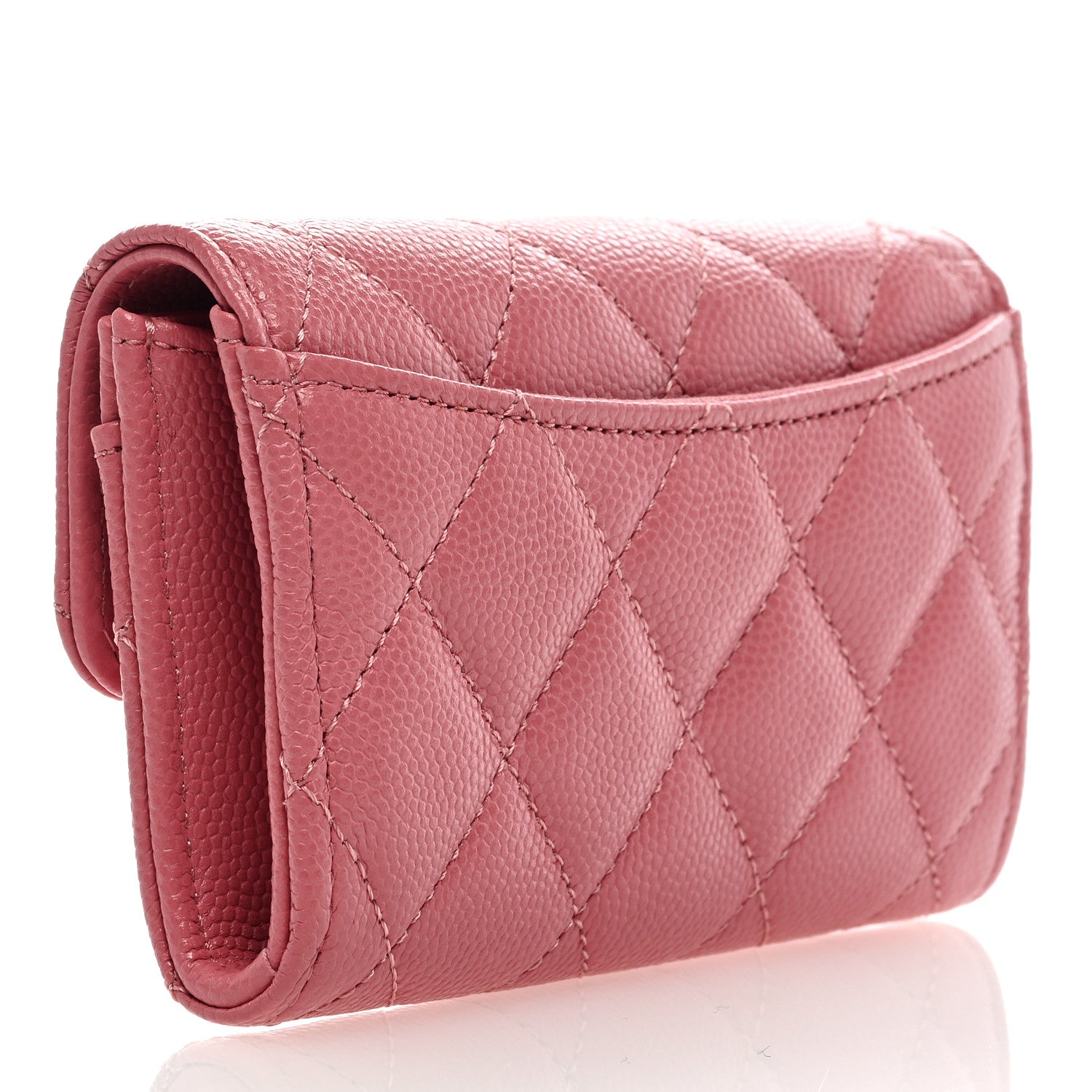 Chanel Caviar Quilted Flap Card Holder Wallet Dark Pink 3 of 8