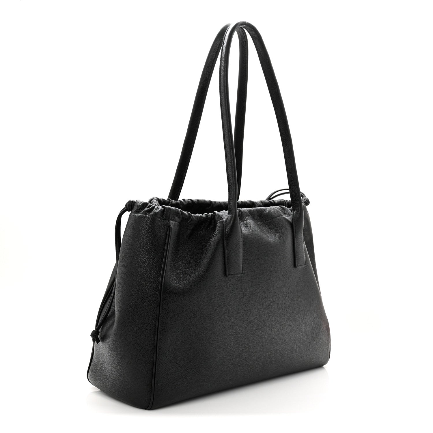 Celine Calfskin Cuir Triomphe Cabas Drawstring Black 3 of 10