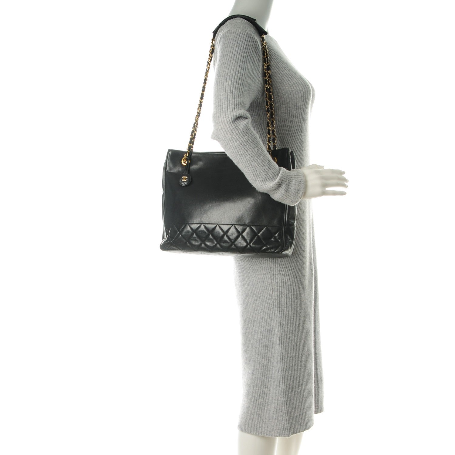 Chanel Lambskin Shopping Tote Black 2 of 8