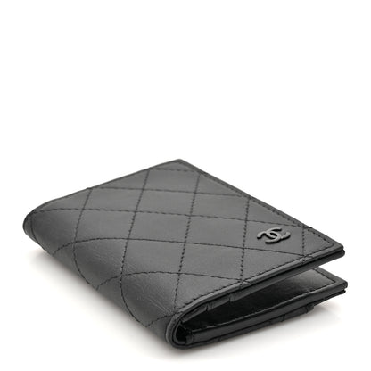 Chanel Grained Calfskin Quilted Card Holder Wallet So Black 4 of 9