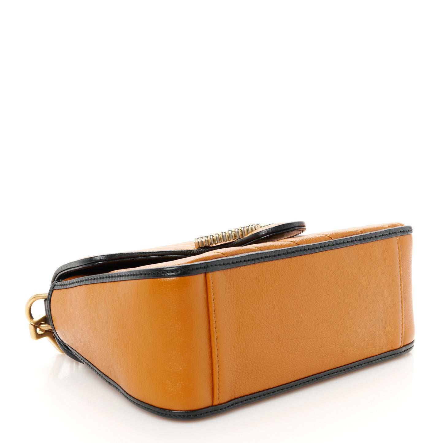 Azalea Calfskin Matelasse Diagonal Mini GG Marmont Top Handle Shoulder Bag Cognac Black