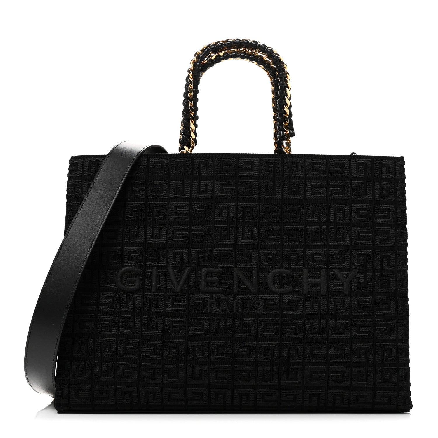 Givenchy Canvas Jacquard 4G Medium Chain Tote Black 1 of 9