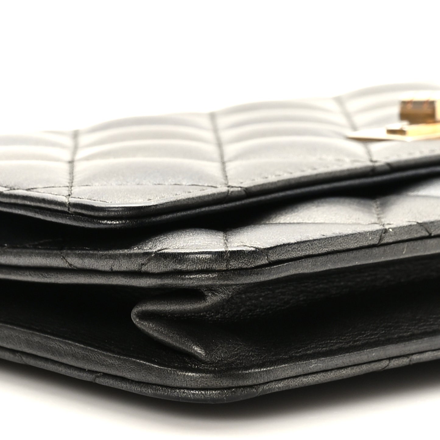 Metallic Calfskin Quilted 2.55 Reissue Wallet On Chain WOC Grey