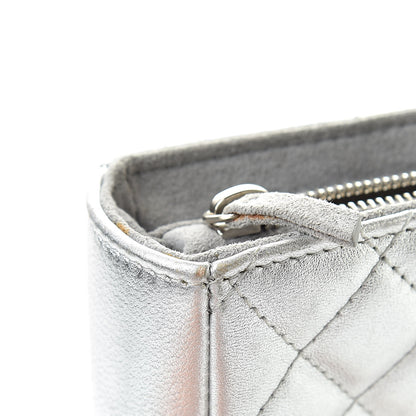 Chanel Metallic Lambskin Quilted Mini Phone Holder Clutch Silver 12 of 13