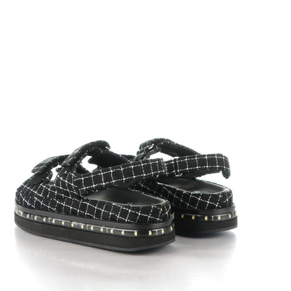 Chanel Tweed Lambskin Light Up LED Flat Sandals 40 Black 4 of 8