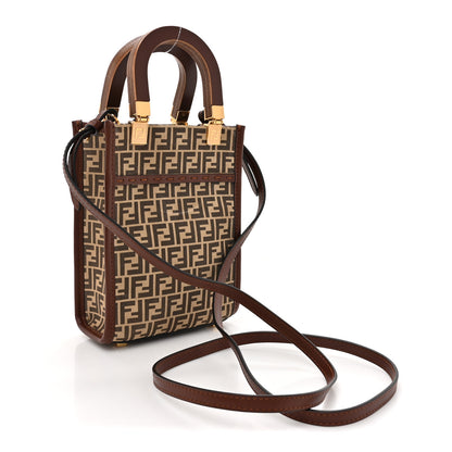 Fendi Suede Vitello King Micro FF Mini Fendi Sunshine Shopper Tote Nude Maya Brown 3 of 11