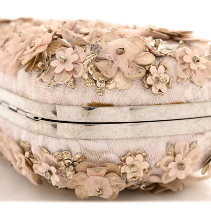 Alexander McQueen Flower Appliqued Silk Brocade Skull Box Clutch Light Pink 12 of 12