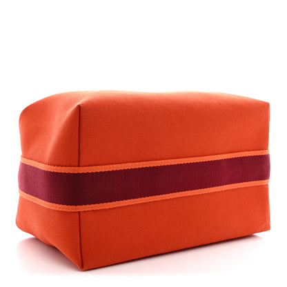 Hermes Canvas Large Bride-A-Brac Pouch Orange Feu Burgundy Orange Feu Burgundy 4 of 6