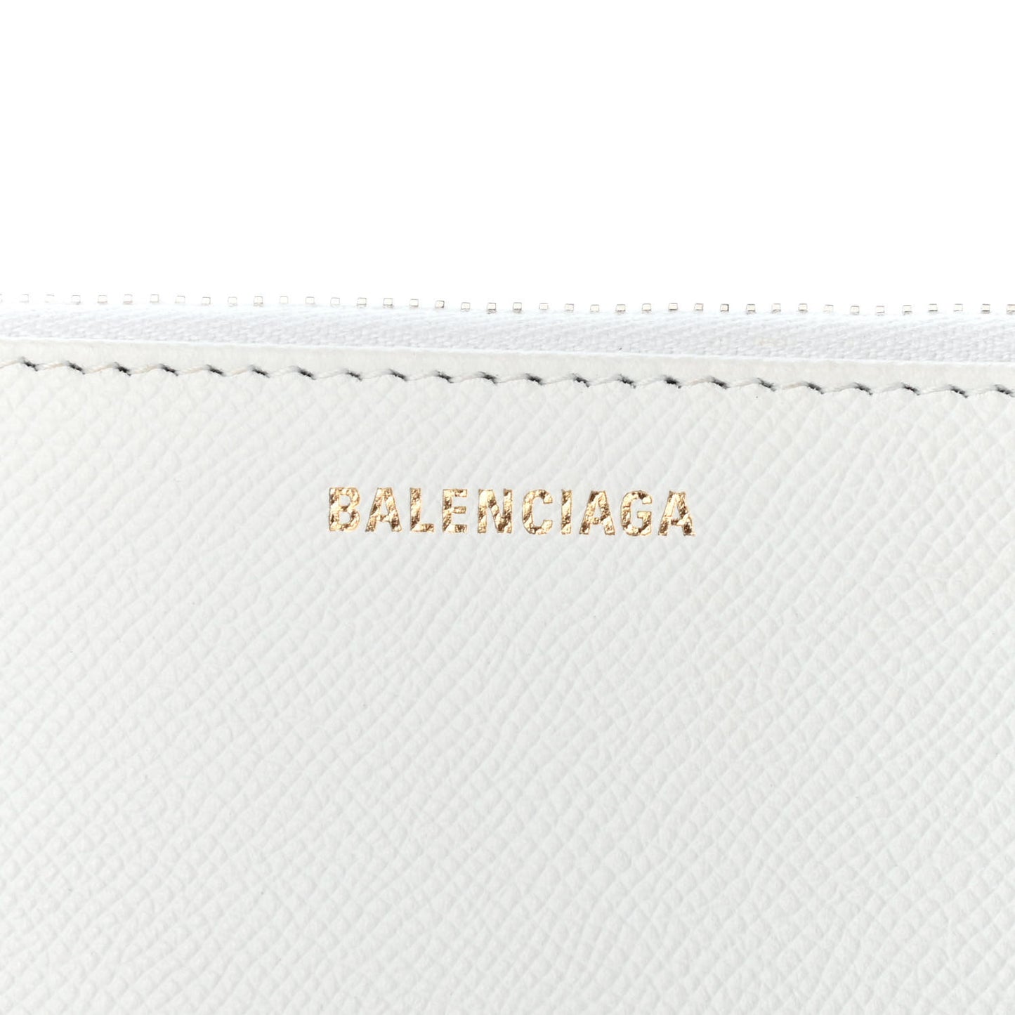 Signature Grained Calfskin Large Ville Zip Pouch White
