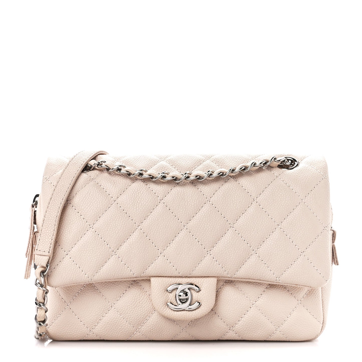 Caviar Quilted Medium Casual Journey Flap Ivory