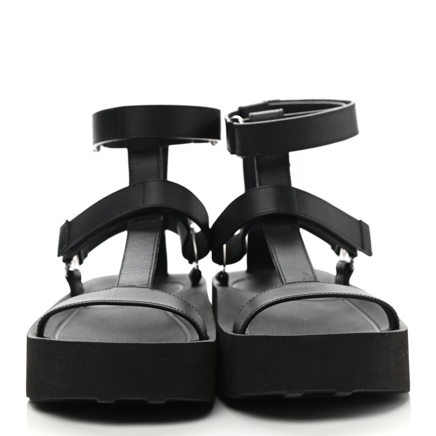 Hermes Calfskin Womens Enid Sandals 37 Black 2 of 10