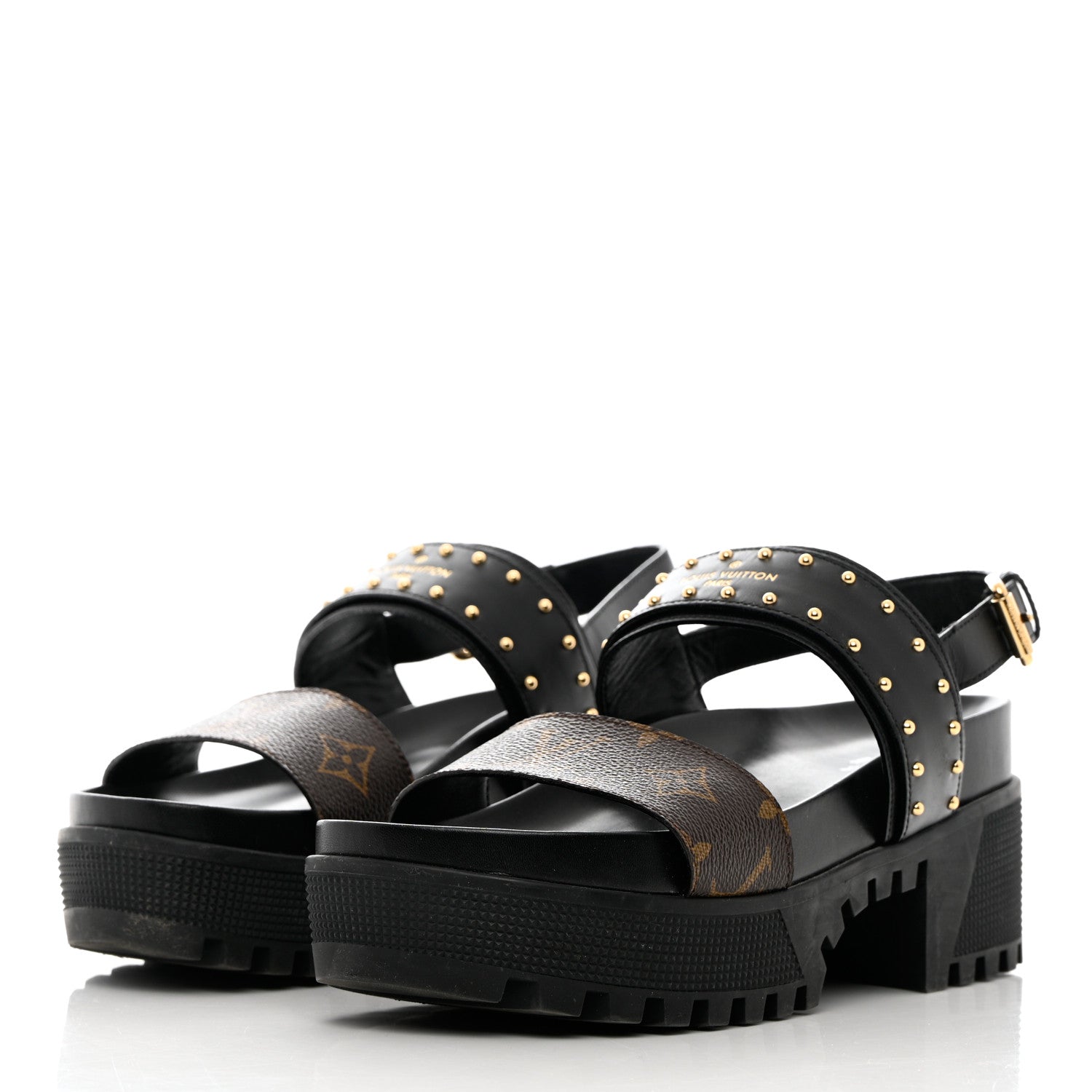 Louis Vuitton Calfskin Monogram Laureate Platform Sandals 38 Black 3 of 12