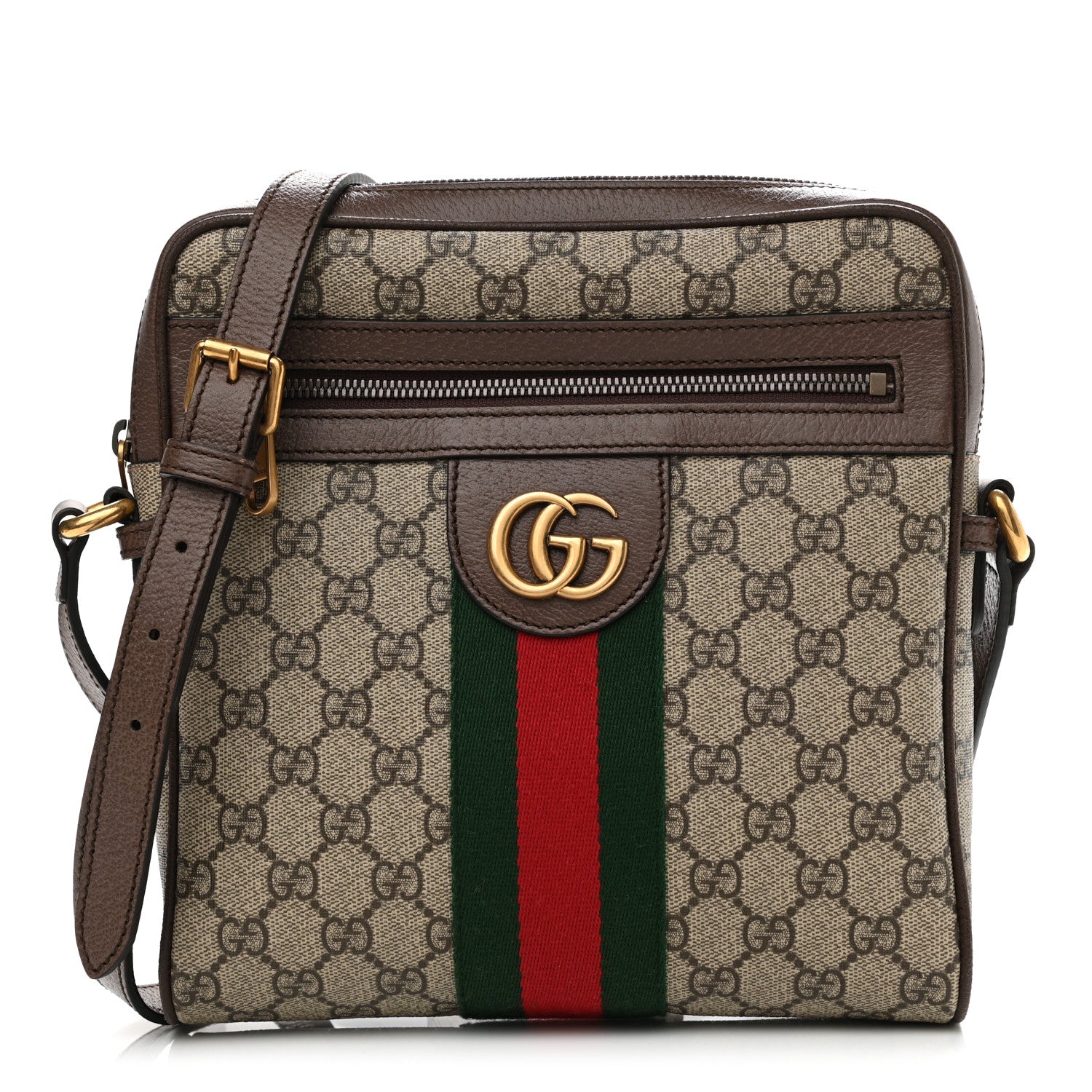 Gucci GG Supreme Monogram Web Small Ophidia Messenger Bag Brown 1 of 12