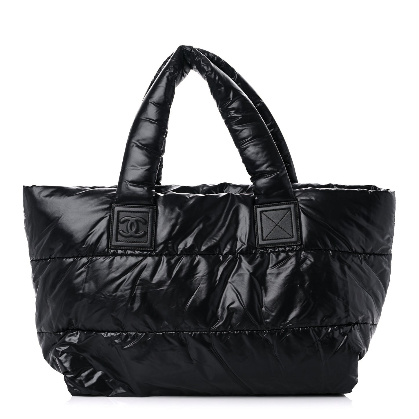 Nylon Quilted Medium Coco Cocoon Reversible Tote Black