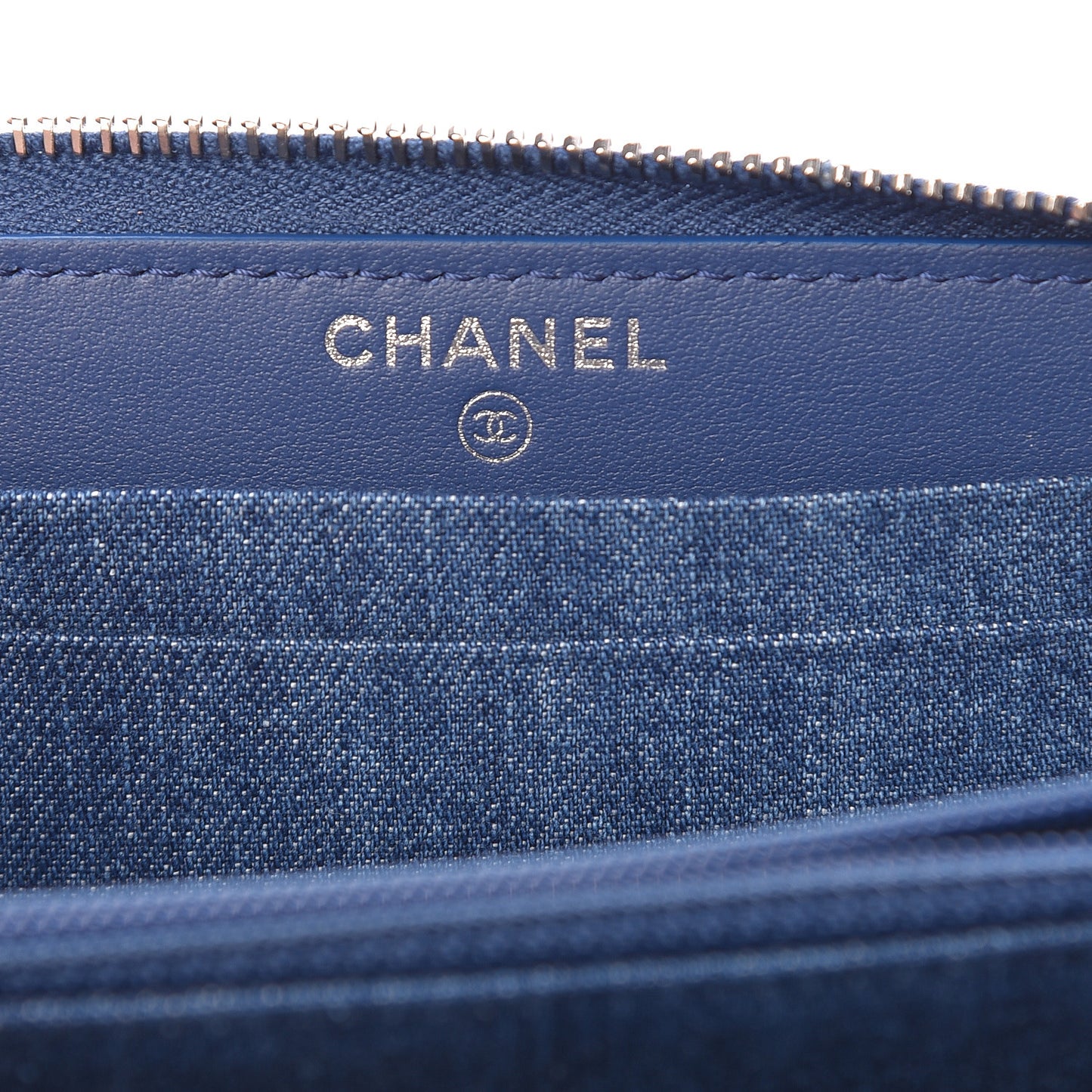 Denim Quilted Medium Zip Wallet Blue