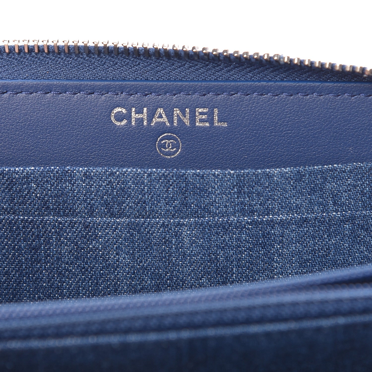 Chanel Denim Quilted Medium Zip Wallet Blue 6 of 9