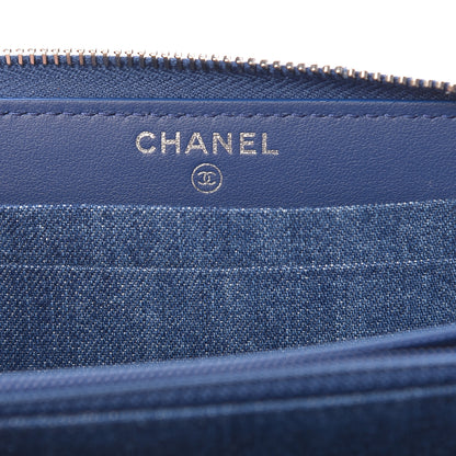 Chanel Denim Quilted Medium Zip Wallet Blue 6 of 9