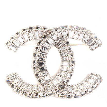 Chanel Baguette Crystal CC Brooch Silver 1 of 5