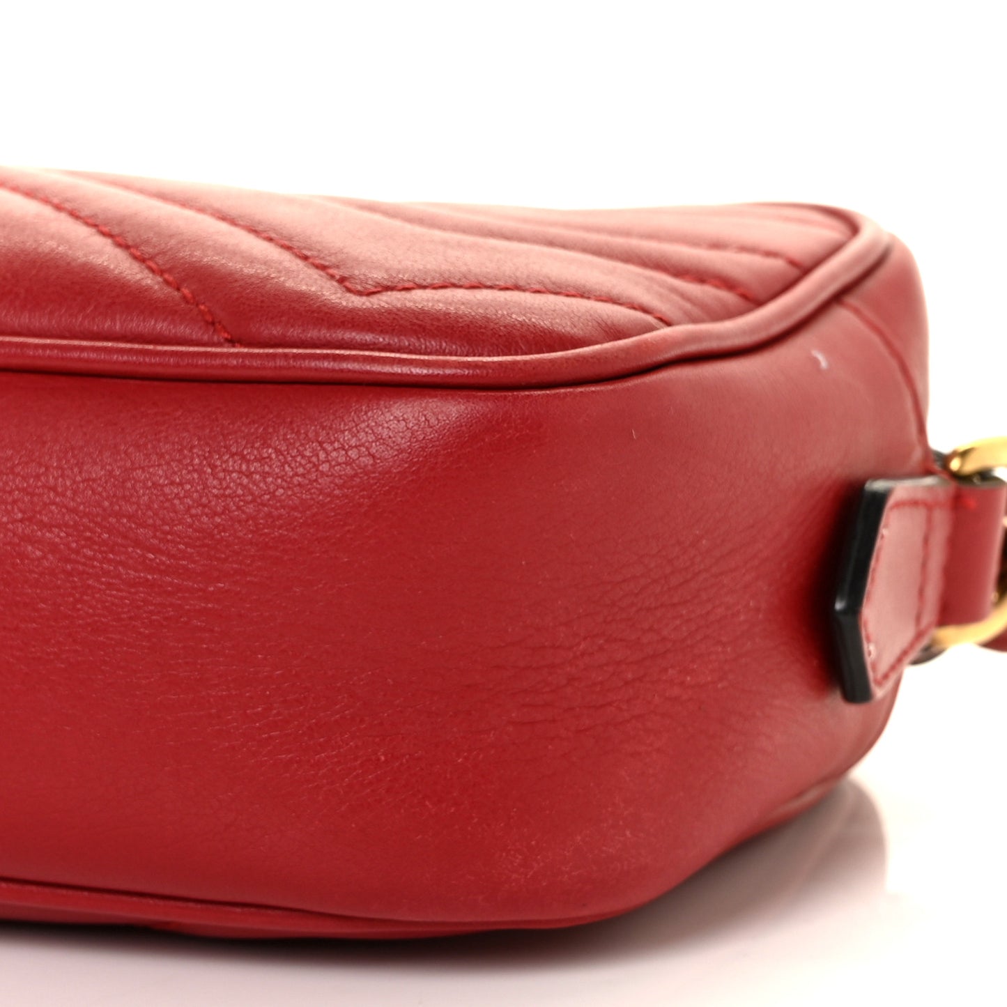 Calfskin Matelasse Mini GG Marmont Chain Shoulder Bag Hibiscus Red