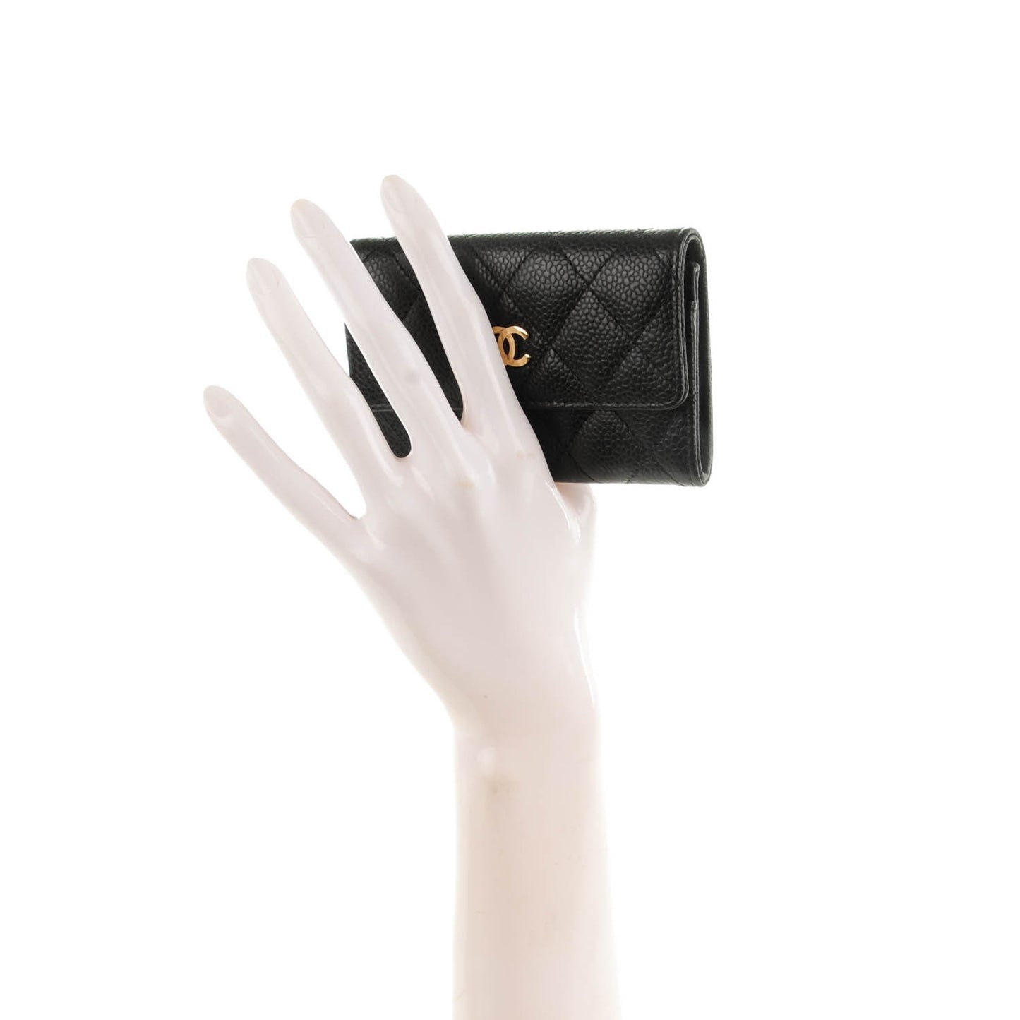Caviar Quilted Card Holder Black