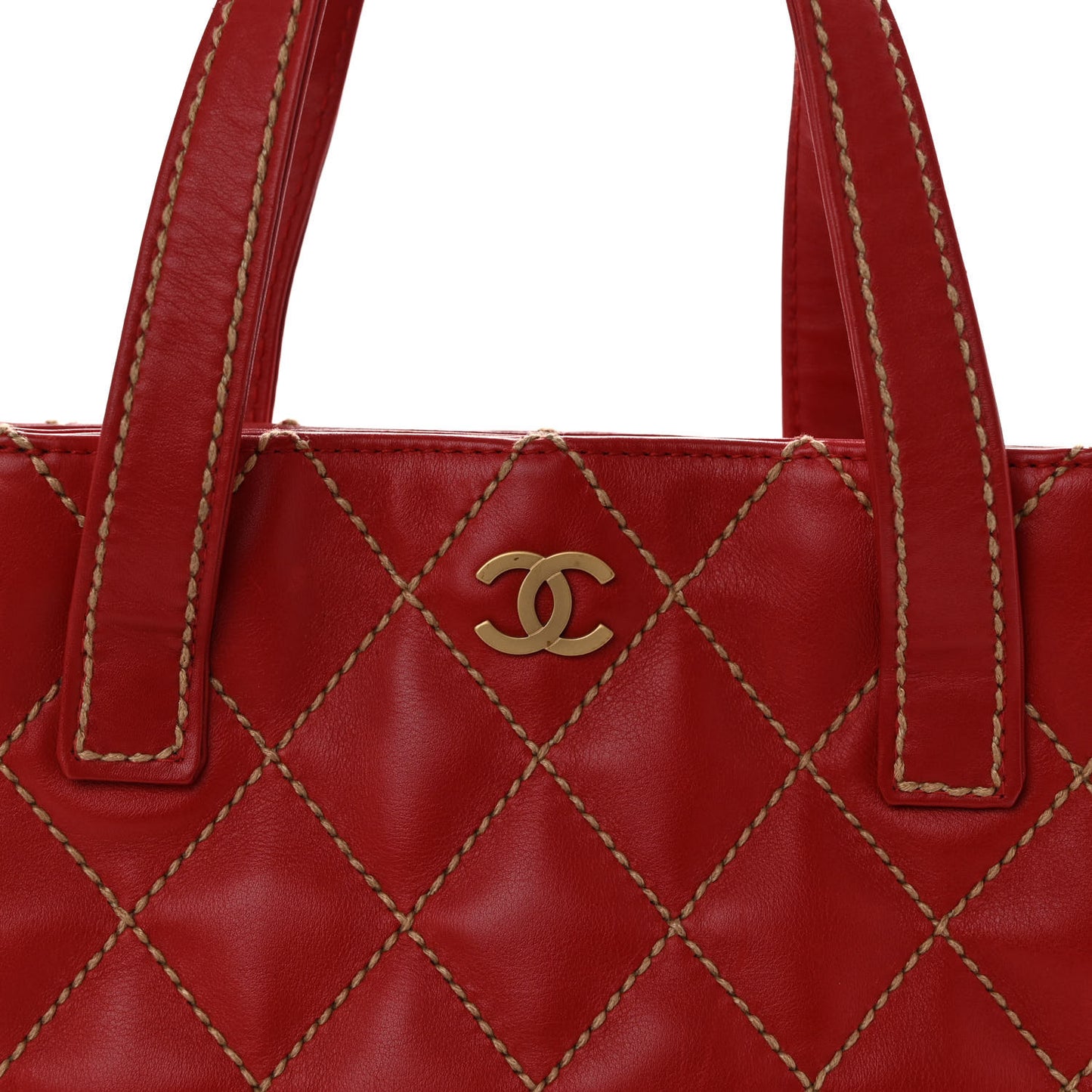 Calfskin Wild Stitch Tote Red