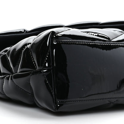 Saint Laurent Patent Quilted Sade Puffer Envelope Clutch Black 8 of 9
