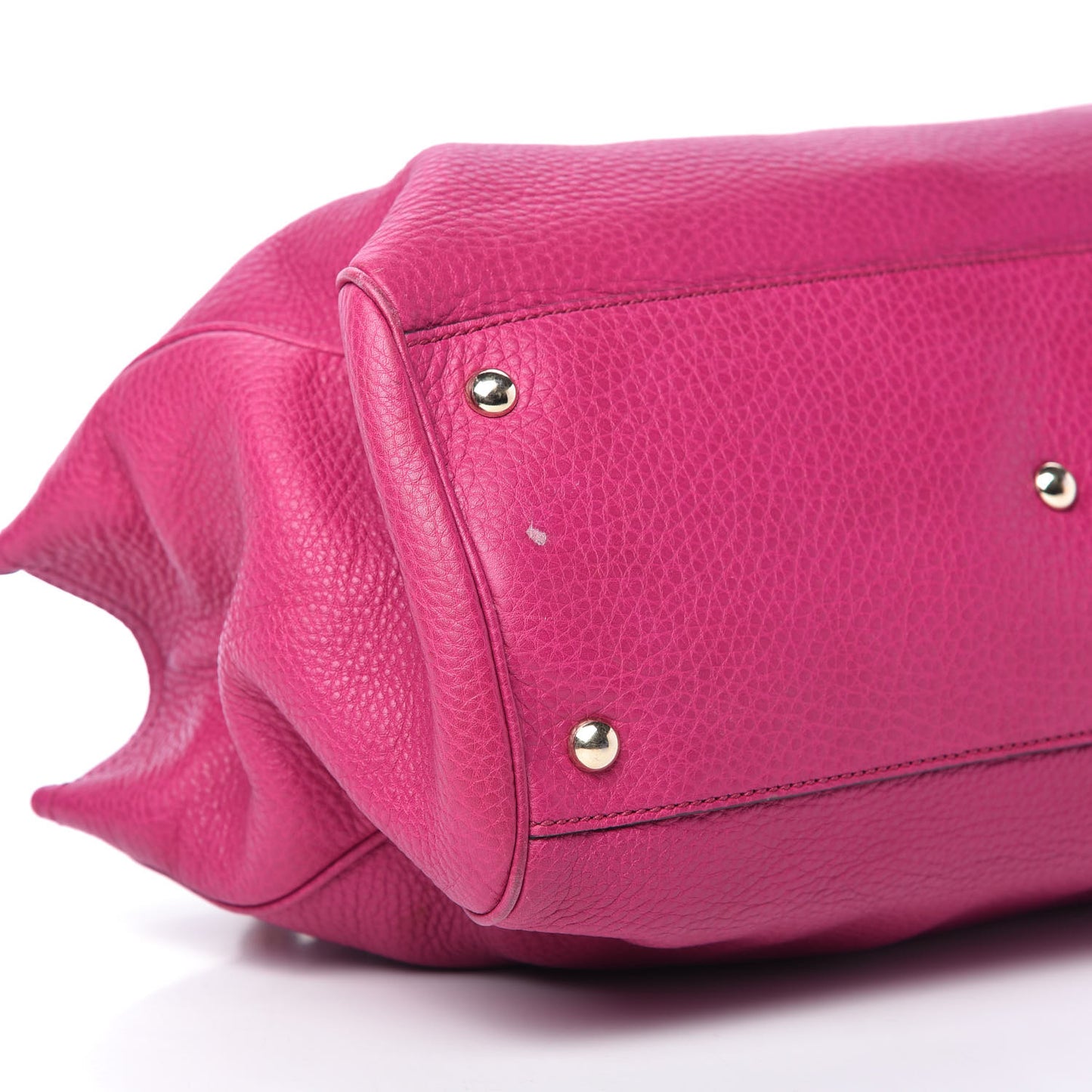 Pebbled Calfskin Medium Bamboo Shopper Tote Bright Bougainvillea
