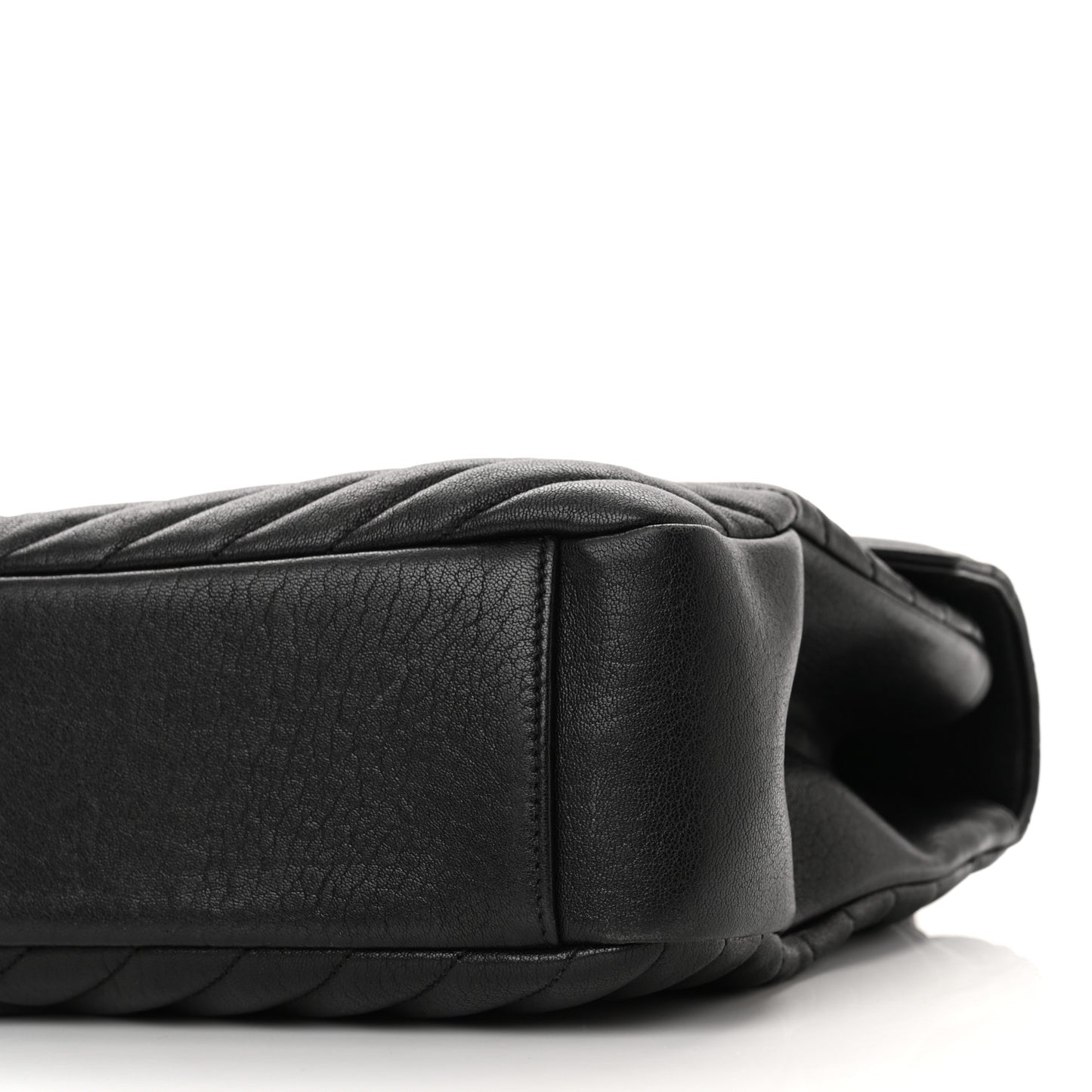 Sheepskin Matelasse Chevron Monogram Large College Satchel Black