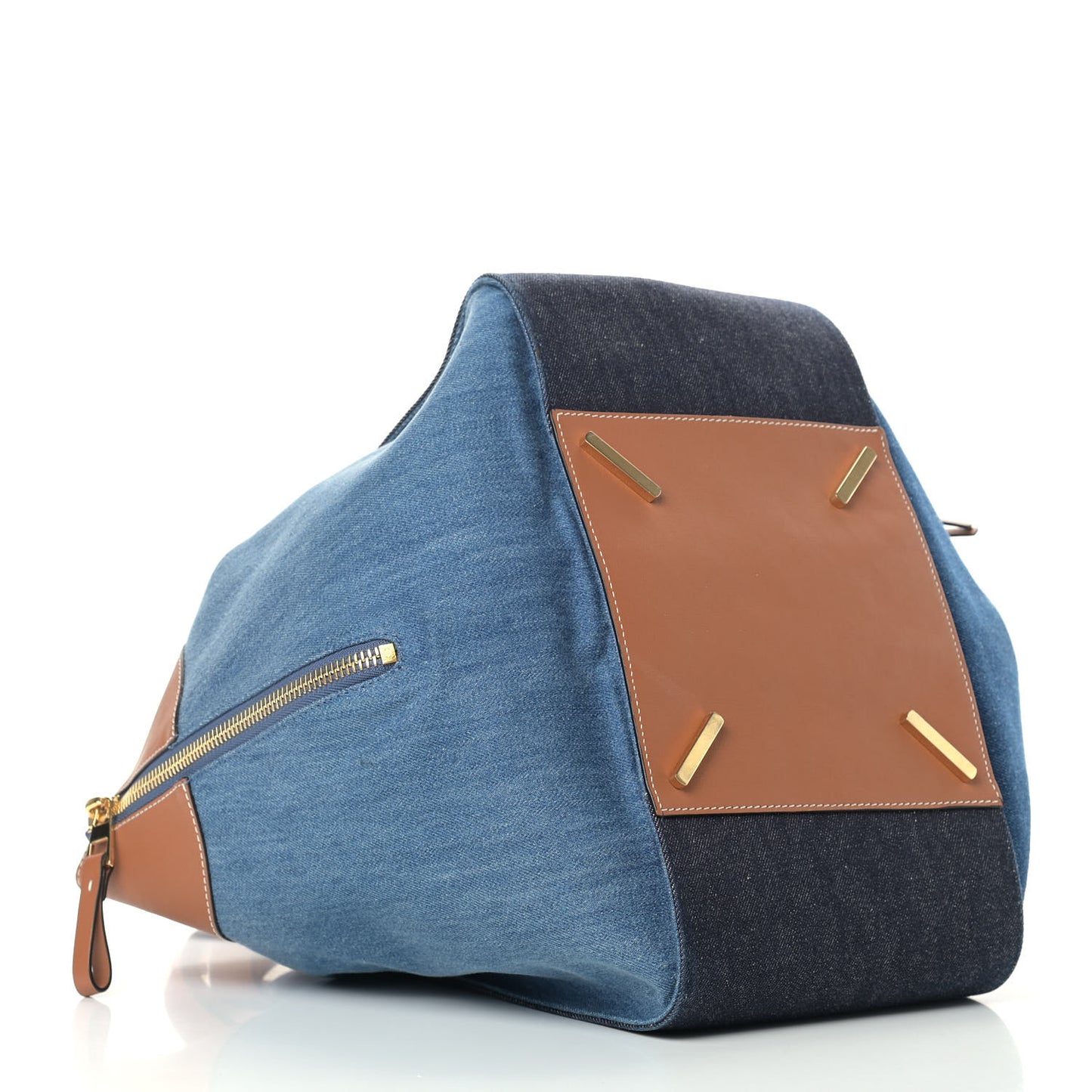 Calfskin Denim Medium Hammock Shoulder Bag Multitone Tan