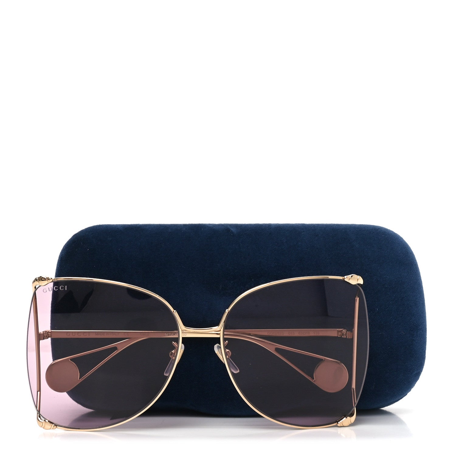 Gucci Metal Oversized Round Sunglasses GG0252S Gold Pink 7 of 7