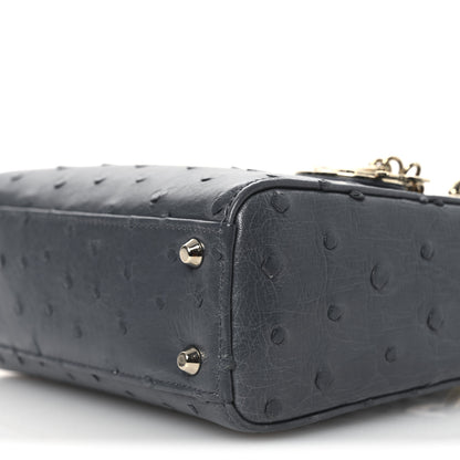 Christian Dior Ostrich Mini Lady Dior Dark Grey 10 of 12