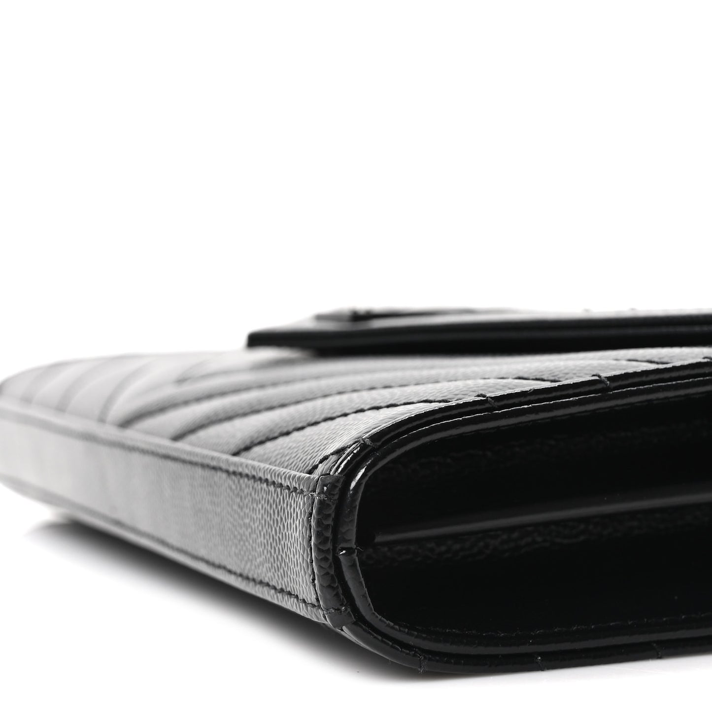 Grain De Poudre Matelasse Chevron Monogram Monochrome Chain Wallet Black