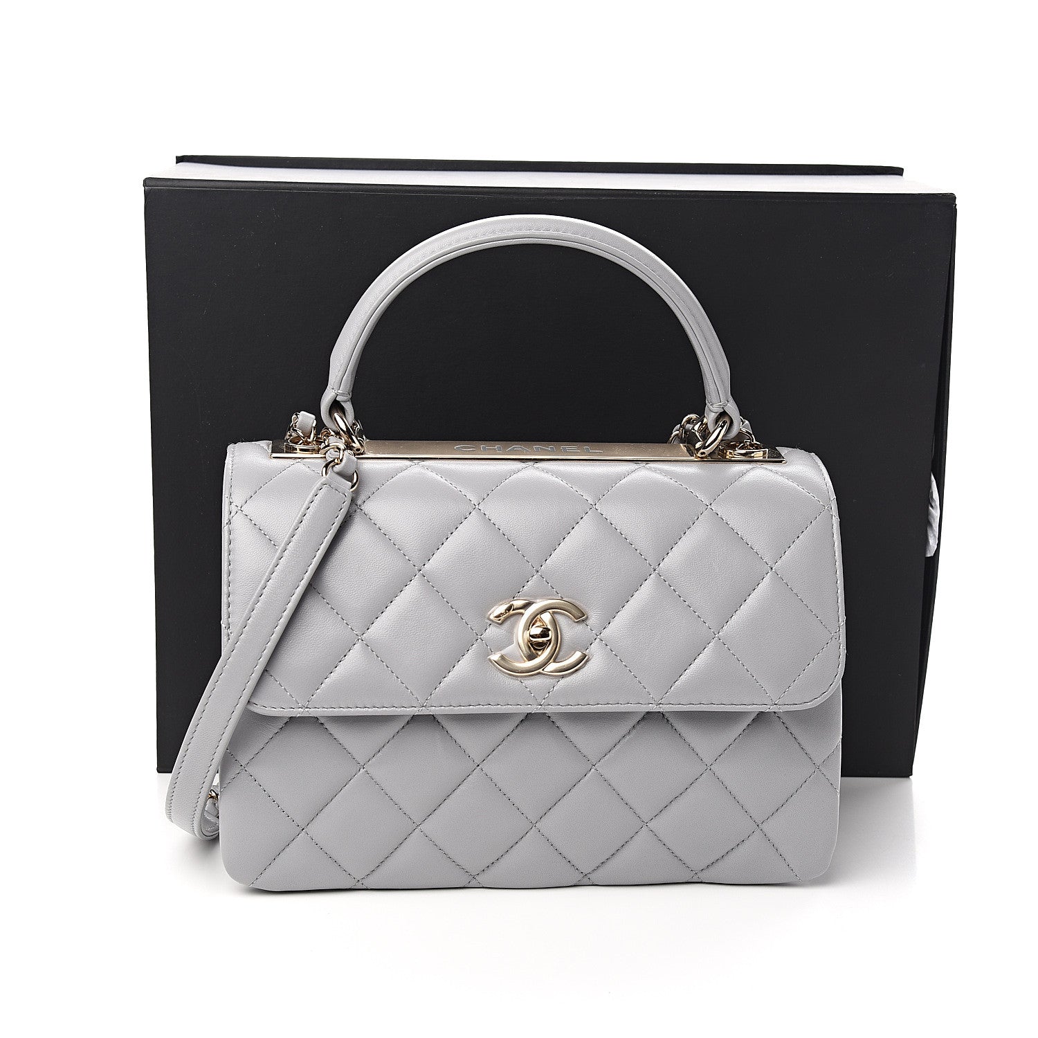 Chanel Lambskin Quilted Small Trendy CC Flap Dual Handle Bag Grey 10 of 10