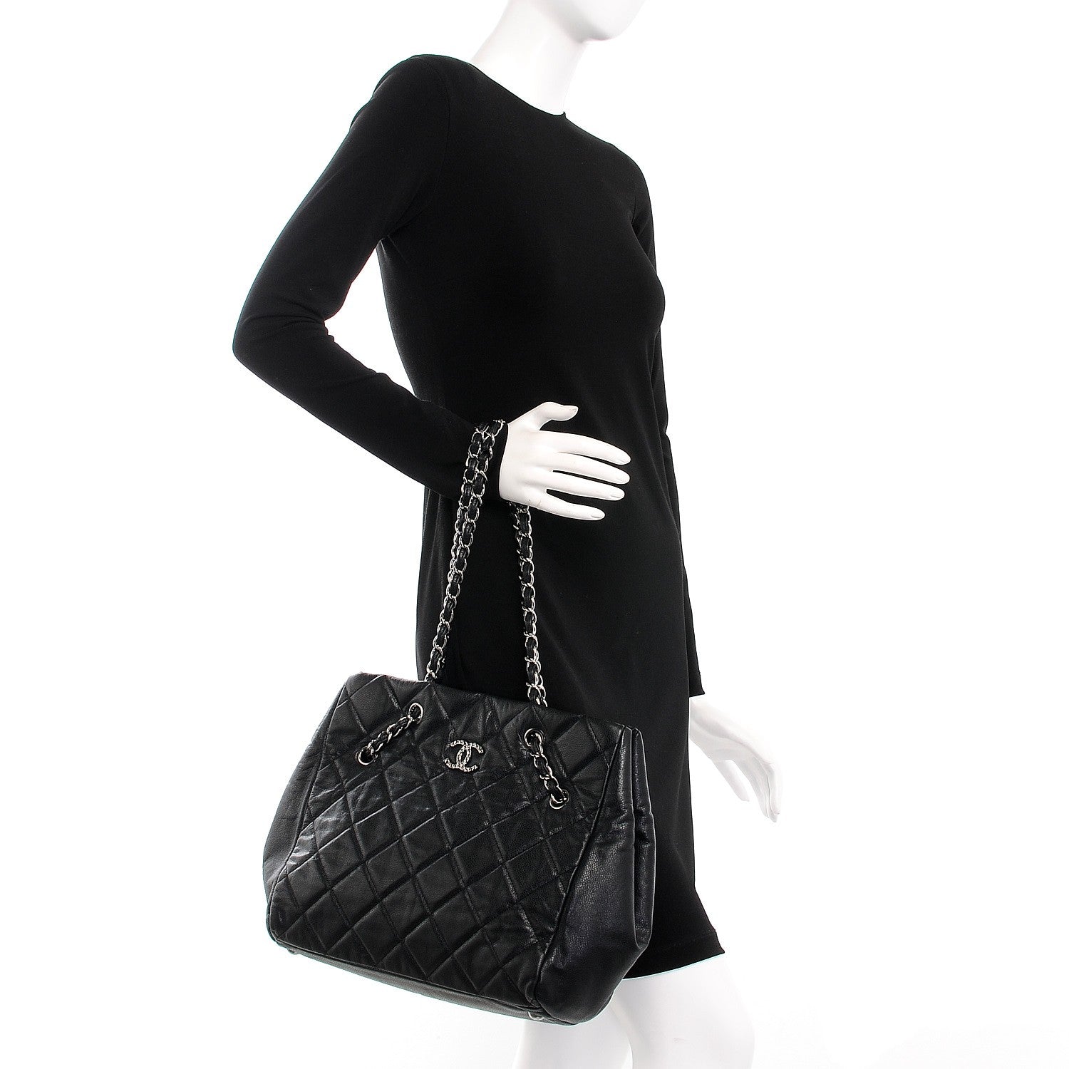 Chanel Soft Caviar Quilted Large Cells Tote Black 2 of 7