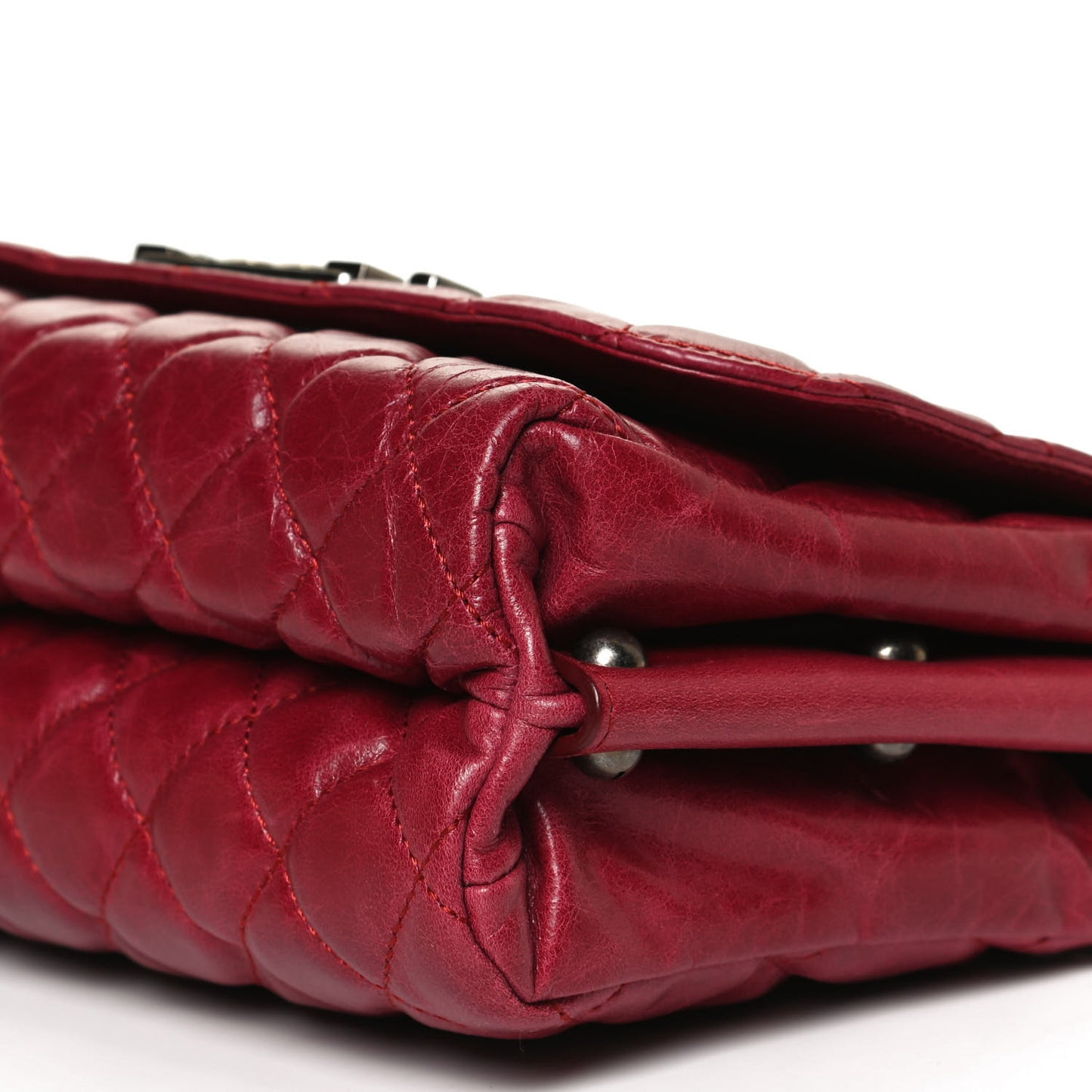 Glazed Calfskin Quilted Soft Boy Flap Red