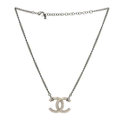 Chanel Crystal CC Pendant Necklace Silver 1 of 6