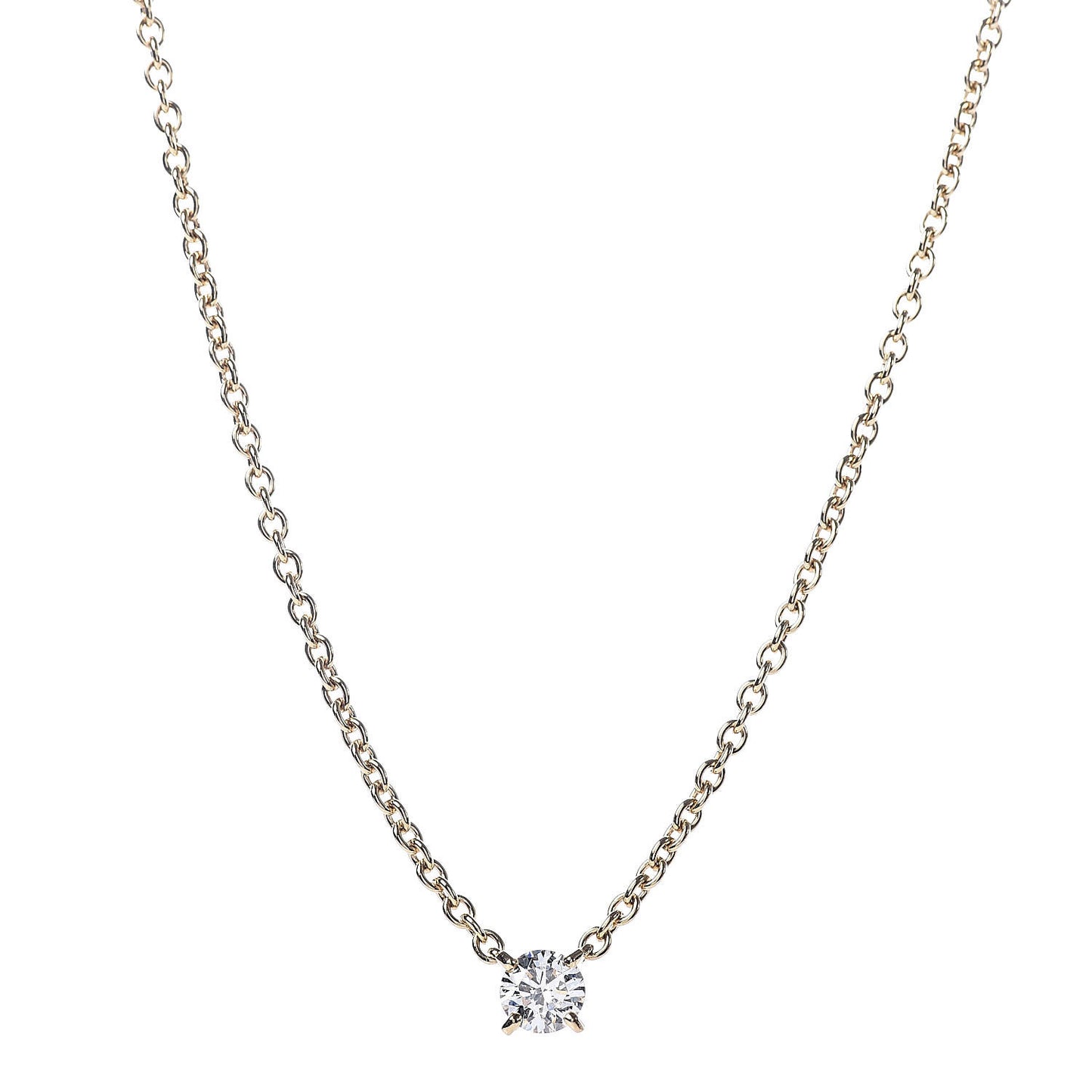 18K Yellow Gold Diamond .68ct Solitaire 1895 Pendant Necklace