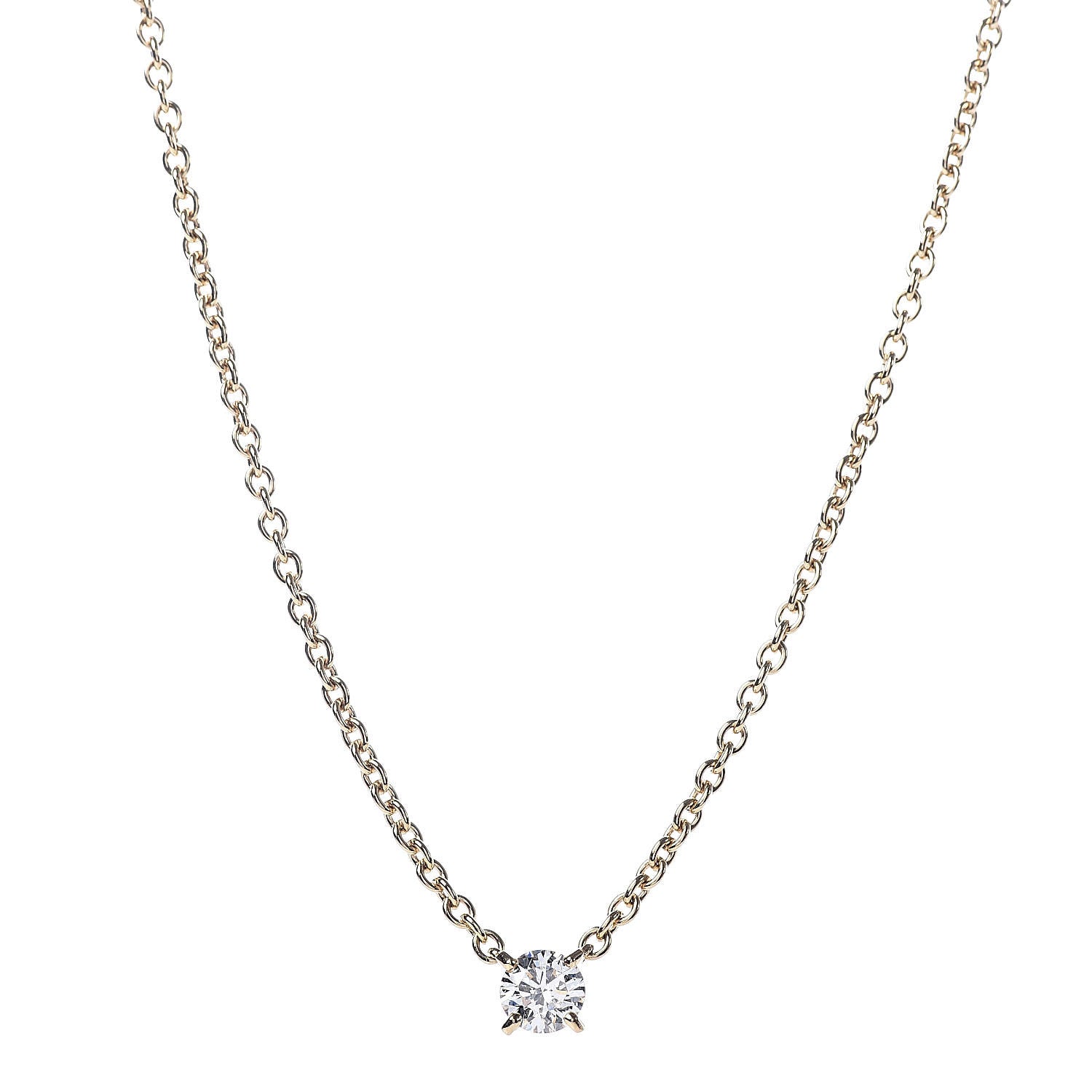 Cartier 18K Yellow Gold Diamond .68ct Solitaire 1895 Pendant Necklace 1 of 4