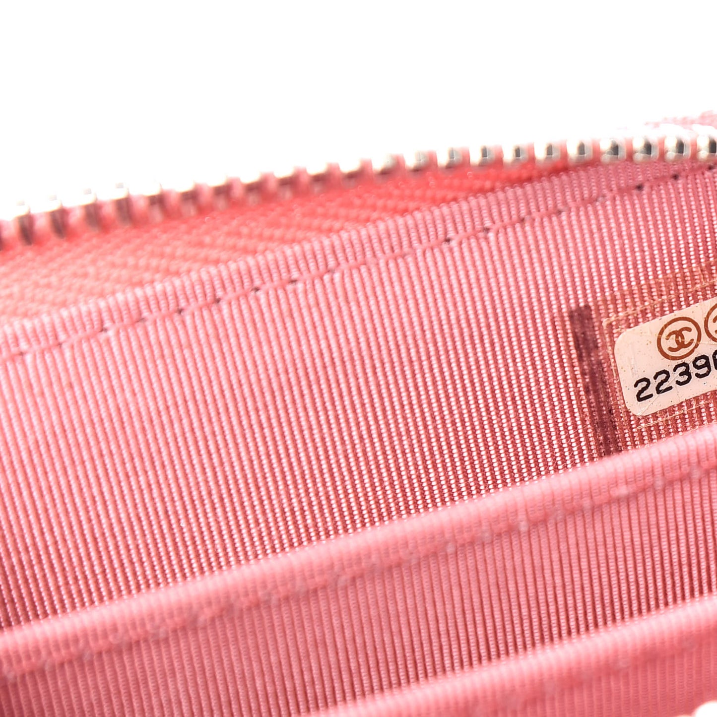 Caviar Chevron Quilted Zip Around Coin Purse Pink
