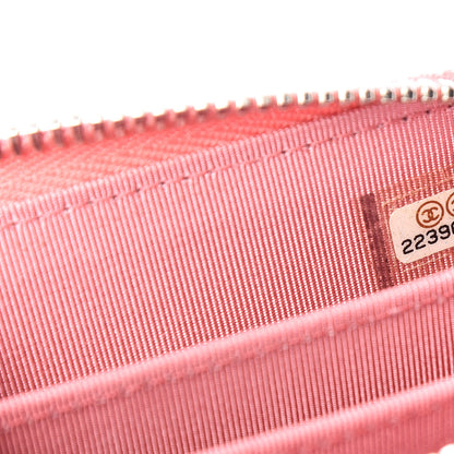 Chanel Caviar Chevron Quilted Zip Around Coin Purse Pink 7 of 8