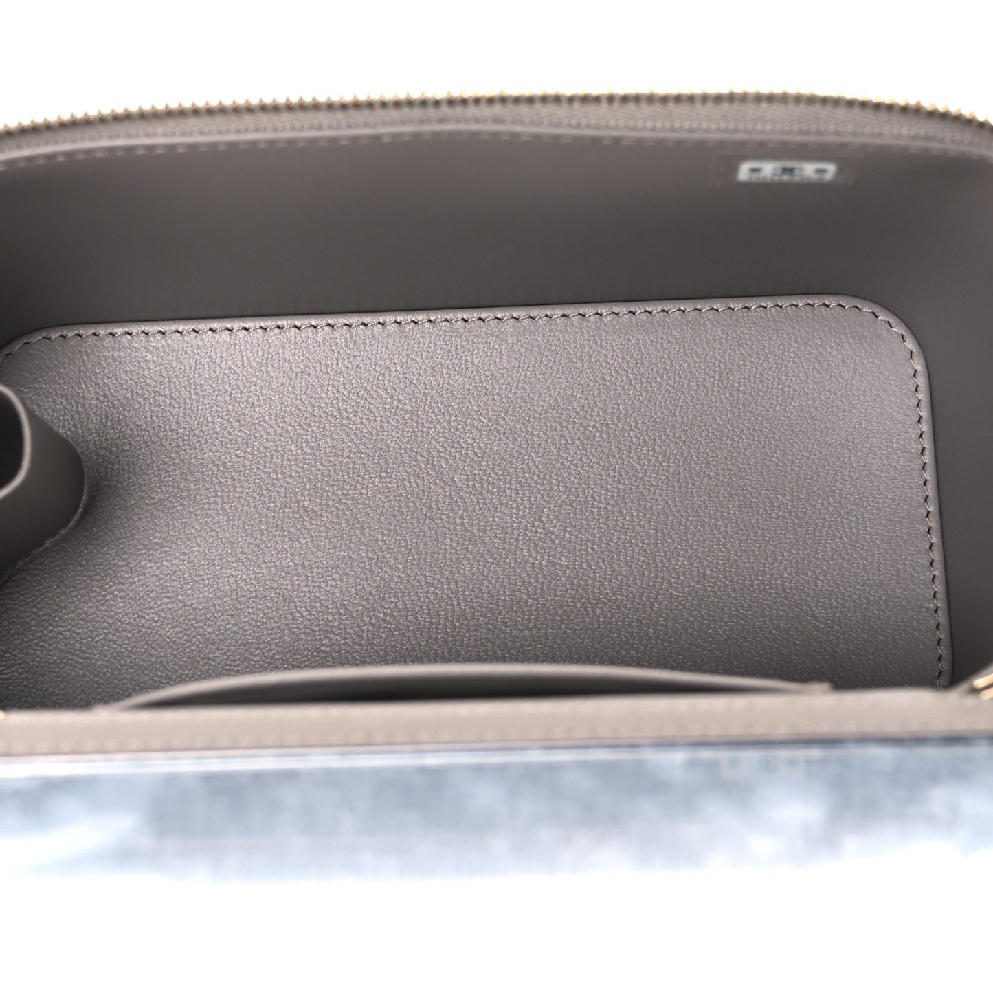 Lambskin Quilted Small Top Handle Vanity Case With Chain Dark Grey