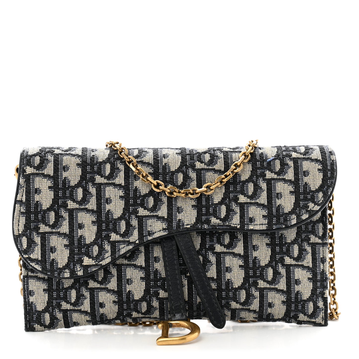 Oblique Saddle Chain Long Wallet Blue