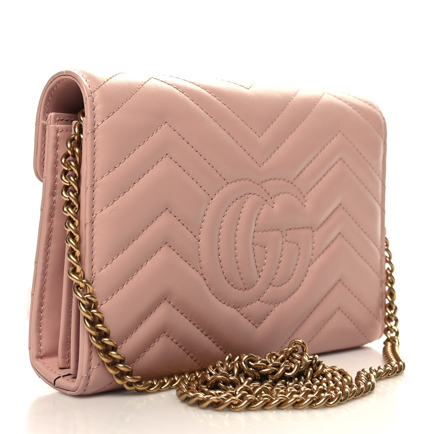 Calfskin Matelasse GG Marmont Chain Wallet Perfect Pink