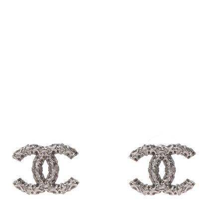 Chanel Textured CC Earrings Silver 1 of 4