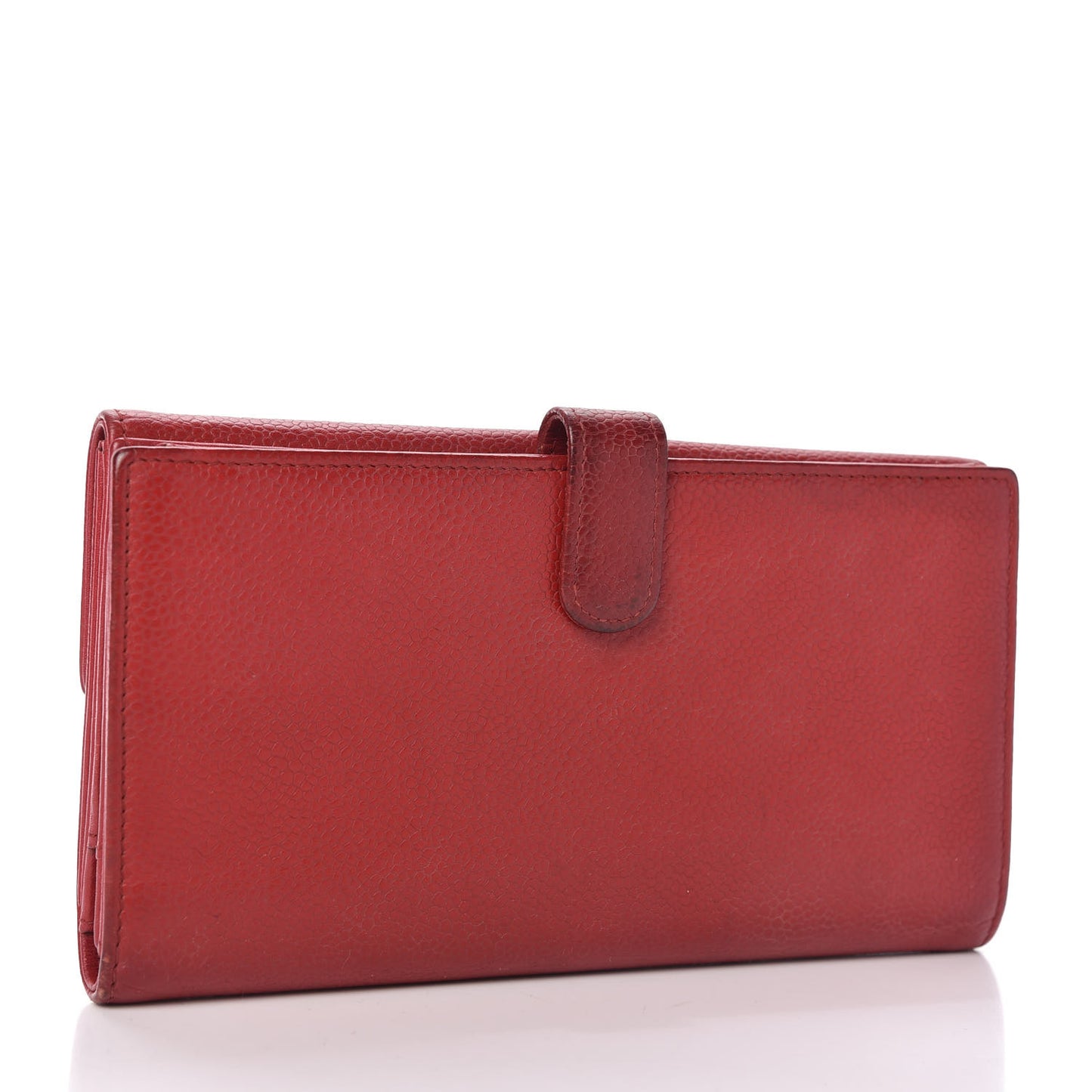 Caviar CC Long Flap French Wallet Red