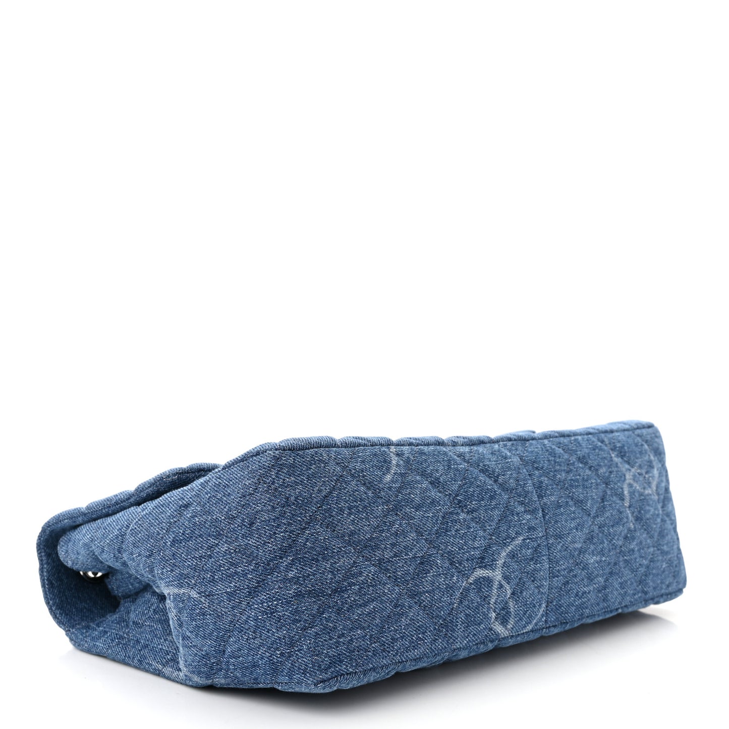 Denim Quilted CC Print Jumbo Single Flap Blue