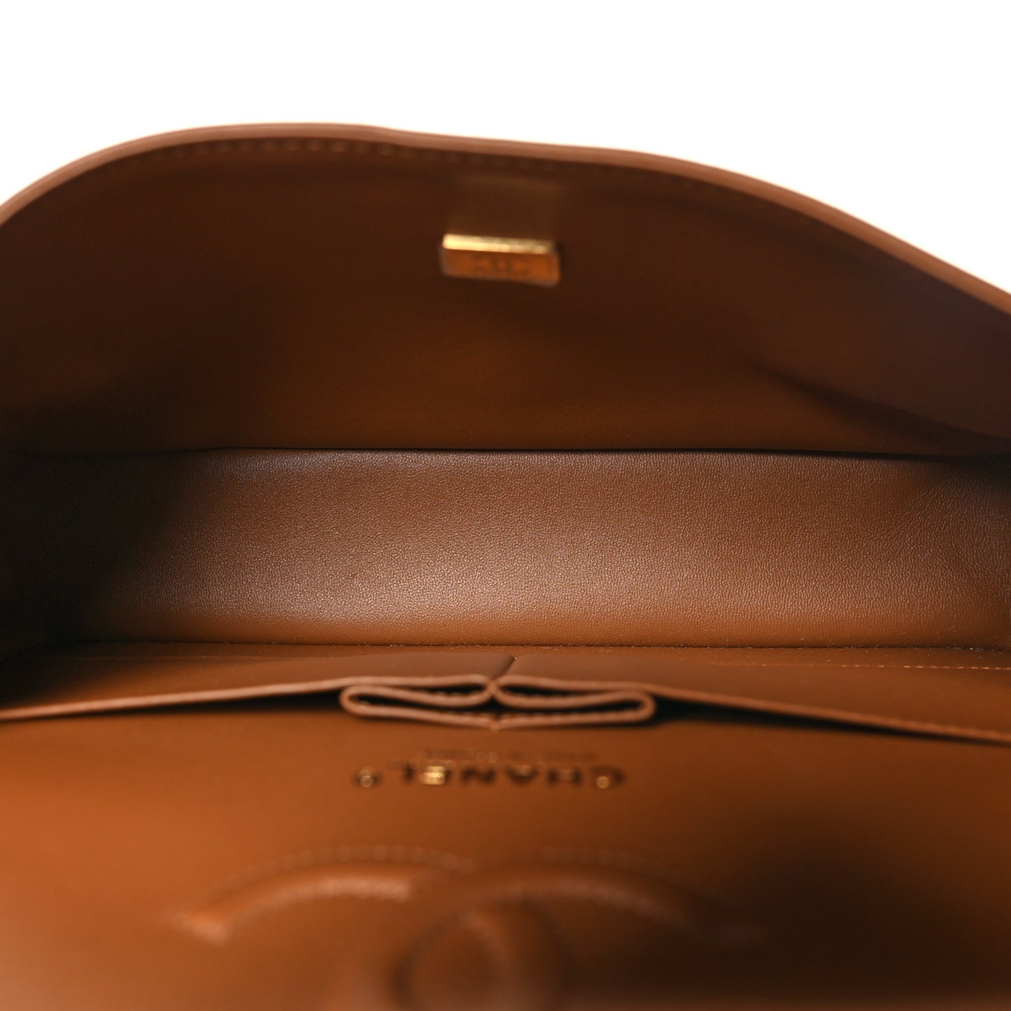 Lambskin Quilted Medium Double Flap Brown