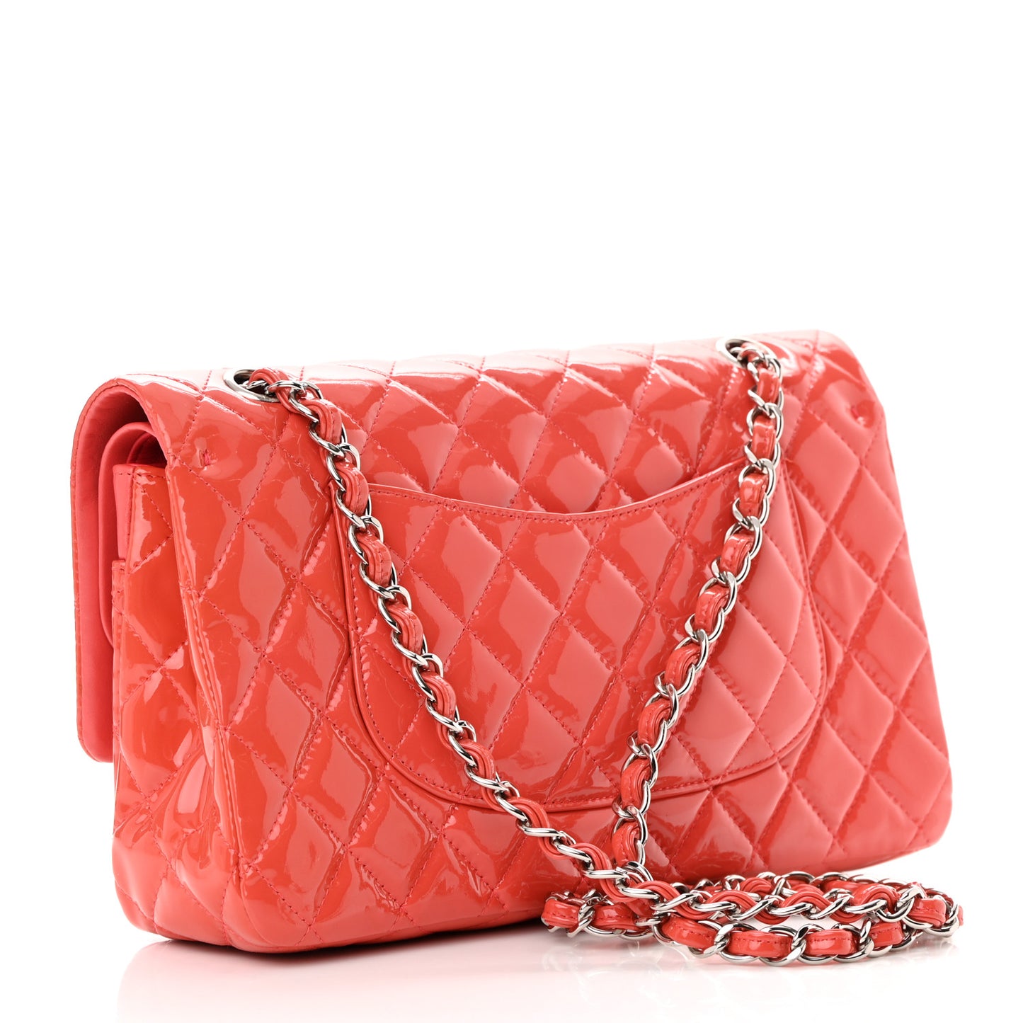 Patent Quilted Medium Double Flap Pink